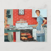 かわいいレトロヴィンテージ料理レディーキッチンハガキ シーズンポストカード (正面)