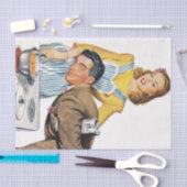 かわいいレトロヴィンテージ料理レディーデクページ 薄葉紙 (クラフト)