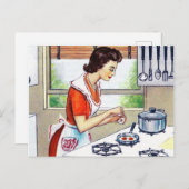 かわいいレトロヴィンテージ料理レディ シーズンポストカード (正面/裏面)