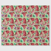 かわいいレトロヴィンテージ赤い緑の格言ハットのパターン ラッピングペーパー (フラット)