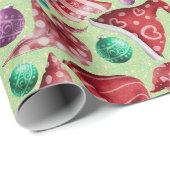 かわいいレトロヴィンテージ赤い緑の格言ハットのパターン ラッピングペーパー (ロールコーナー)