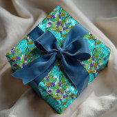 かわいいレトロヴィンテージ離れグリーズホリデーアクア ラッピングペーパー