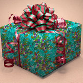 かわいいレトロヴィンテージ離れグリーズホリデーアクア ラッピングペーパー