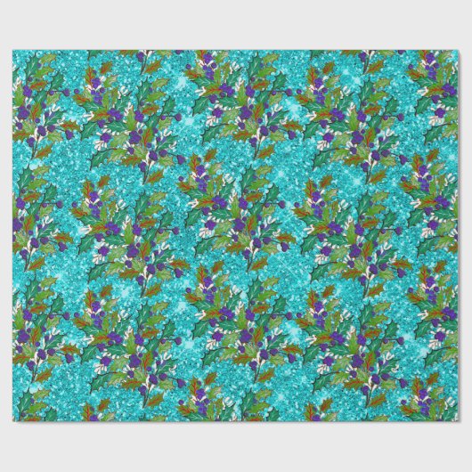 かわいいレトロヴィンテージ離れグリーズホリデーアクア ラッピングペーパー (フラット)