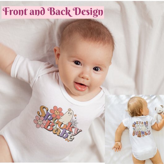 かわいいレトロ不気味ハロウィンカラフル ベビーボディスーツ