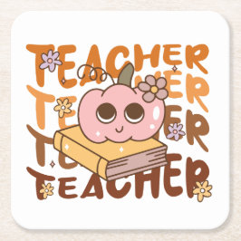 かわいいレトロ先生カボプキンハロウィーン スクエアペーパーコースター