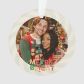かわいいレトロ友人家族のホリデーパーティー オーナメント (正面)