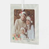 かわいいレトロ友人家族のホリデーパーティー ガラスオーナメント (正面左)