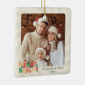 かわいいレトロ友人家族のホリデーパーティー セラミックオーナメント (右)