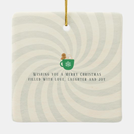 かわいいレトロ友人家族のホリデーパーティー セラミックオーナメント (裏面)