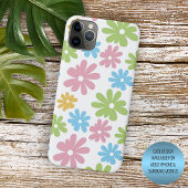 かわいいレトロ夏の色フラワーアートパターン Case-Mate iPhoneケース