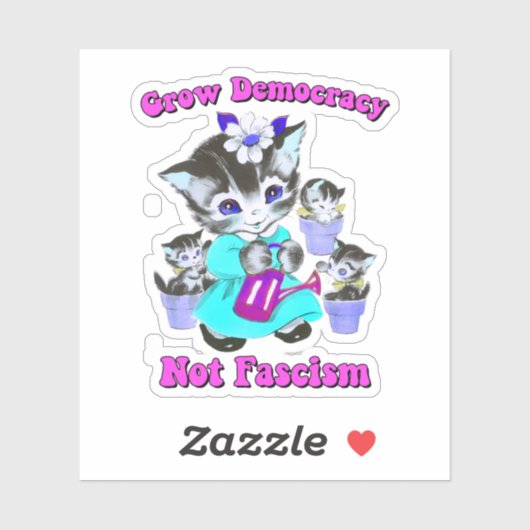 かわいいレトロ子猫 – ファシズムではなく民主主義を育てる シール (シート)