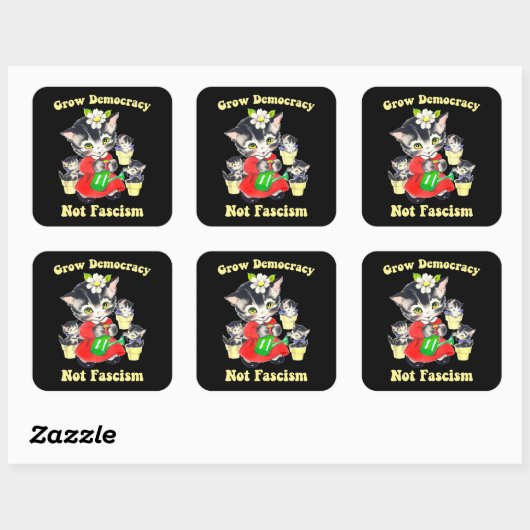かわいいレトロ子猫 – ファシズムではなく民主主義を育てる スクエアシール (シート)