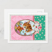 かわいいレトロ子猫 ポストカード (正面/裏面)