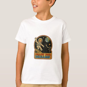 かわいいレトロ宇宙飛行士 夢を追え スペースミーム Tシャツ