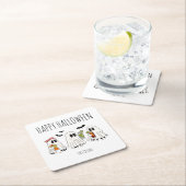 かわいいレトロ幽霊とカクテルハッピーハローウィン スクエアペーパーコースター (インサイチュ)