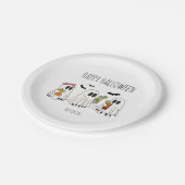 かわいいレトロ幽霊とカクテルハッピーハローウィン ペーパープレート (アングル)