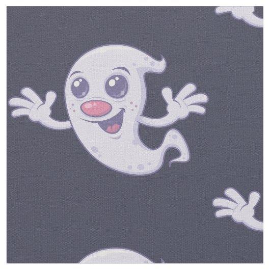 かわいいレトロ幽霊 ファブリック (クローズアップ)
