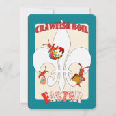 かわいいレトロ感じイースタークロフィッシュが煮る 招待状 (正面)