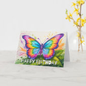 かわいいレトロ抽象芸術バタフライアート カード (黄色い花)