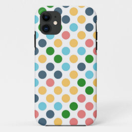 かわいいレトロ水玉模様 |イエローピンクグリーンアクア iPhone 11 ケース