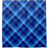 かわいいレトロ海ブループレイドシャワーカーテン シャワーカーテン (正面)