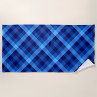 かわいいレトロ海ブループレイドビーチタオル ビーチタオル