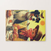 かわいいレトロ犬と絵画子供たち ジグソーパズル (横)