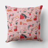 かわいいレトロ猫ピンクのクリスマスパターンベビーブランケ クッション (裏面)