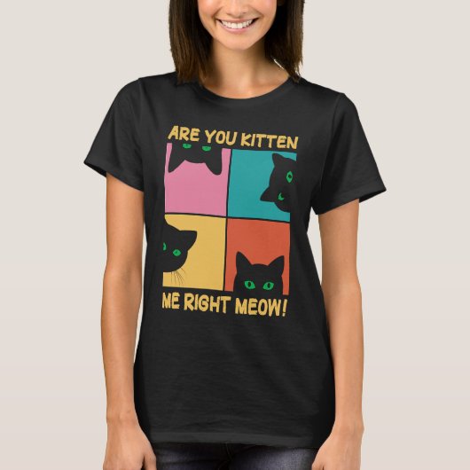 かわいいレトロ猫 今に見てろニャン Tシャツ (正面)