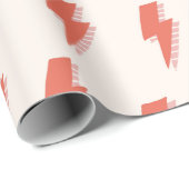 かわいいレトロ稲妻ボルトピンクオレンジパターン ラッピングペーパー (ロールコーナー)