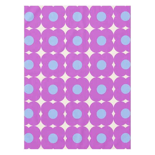 かわいいレトロ花柄パープルミッドモダン テーブルクロス (正面)