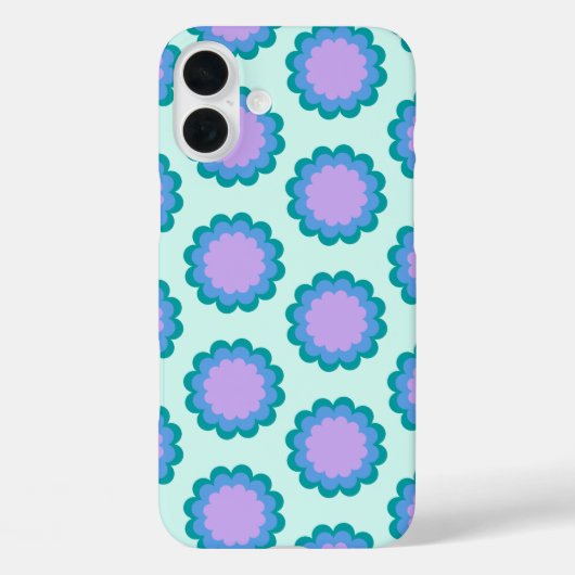 かわいいレトロ花柄ミントとパープル Case-Mate iPhoneケース (裏面)