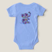 かわいいレトロ花漫画スタイルゾウ (デザイン裏面)