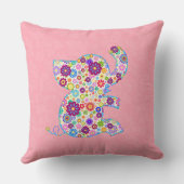 かわいいレトロ花漫画スタイルゾウ クッション (裏面)