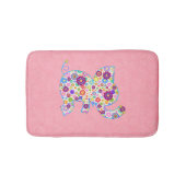かわいいレトロ花漫画スタイルゾウ バスマット (正面)