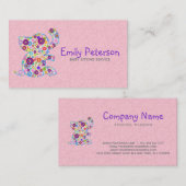 かわいいレトロ花漫画スタイルゾウ 名刺 (正面/裏面)