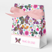 かわいいレトロ蝶と花のパターン フェイバーボックス (正面サイド)