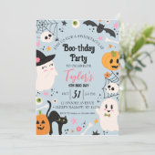 かわいいレトロ誕生日ハローウィンパーティ 招待状 (スタンド正面)