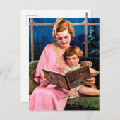 かわいいレトロ読ヴィンテージの女性 ポストカード (正面/裏面)