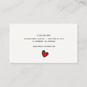 かわいいレトロ赤いハート手書きスクリプトタイポグラフィ 名刺 (裏面)