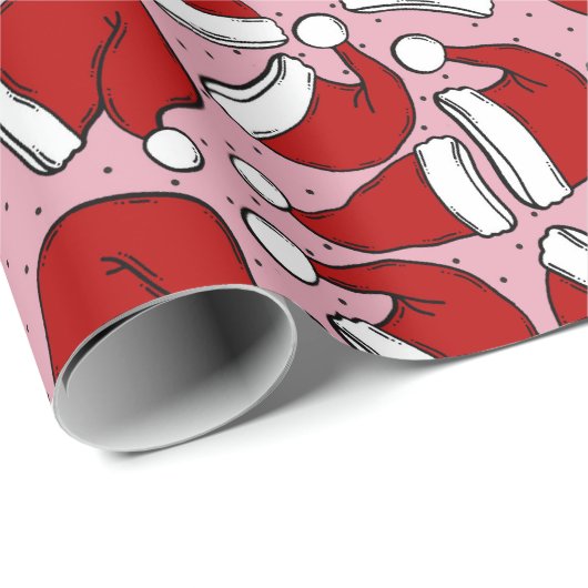 かわいいレトロ赤面バラヴィンテージサンタハパターン ラッピングペーパー (ロールコーナー)