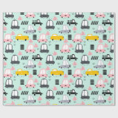 かわいいレトロ車つやのあるラッピング紙, 30" x 6' ラッピングペーパー (フラット)