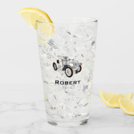かわいいレトロ車の黒の追加の名前 タンブラーグラス