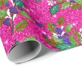 かわいいレトロ離れヴィンテージ休暇ホットピンク ラッピングペーパー (ロールコーナー)