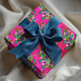 かわいいレトロ離れヴィンテージ休暇ホットピンク ラッピングペーパー