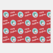 かわいいレトロ雪だるまメリークリスマスホリデー ラッピングペーパーシート (正面)