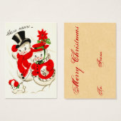 かわいいレトロ雪カップル名タグ (正面&裏面)