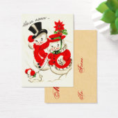 かわいいレトロ雪カップル名タグ (デスク)