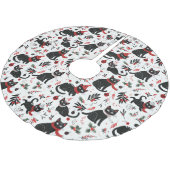 かわいいレトロ黒猫クリスマスツリースカート ブラッシュドポリエステルツリースカート (アングル)